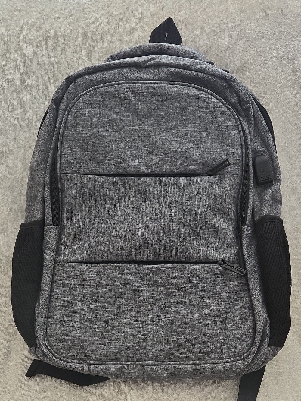 Gray Laptop Backpack with USB Charger